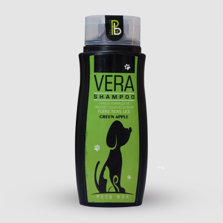 pets box vera anti-flea, tick & lice pet shampoo green apple scent 200ml