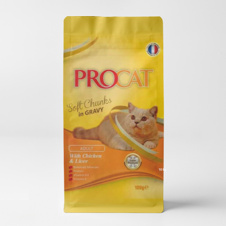Procat wet food chunks with chicken & liver in gravy for adult cats (1-7 years) 100gr (Copy)