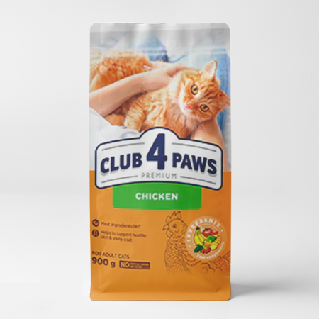 club 4paws dry food with chicken for adult cats 900gr