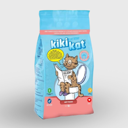 kiki kat white bentonite clumping cat litter baby powder scent 10L