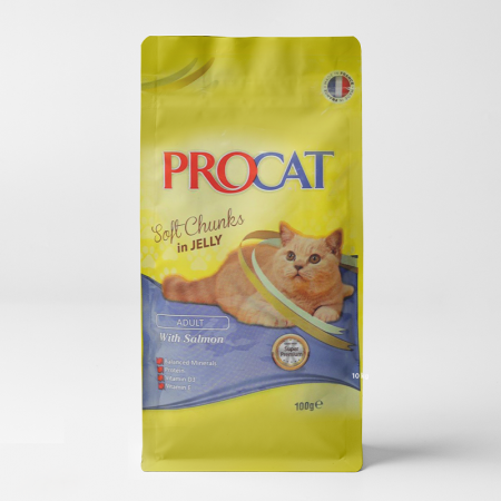 procat wet food chunks with salmon in jelly for adult cats 100gr