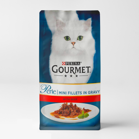 gourmet pearl wet food with beef in jelly for adult cats 75gr