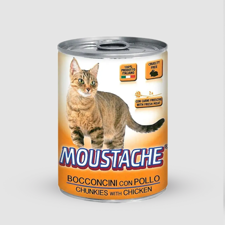 moustache wet cat food chunks with chicken 415gr