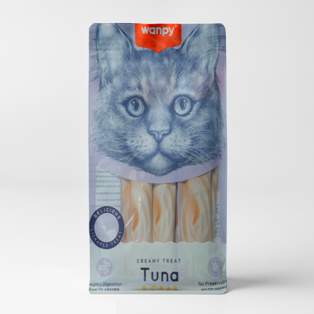 wanpy creamy cat treats with tuna & chrimp ( 5 pieces ) 70gr