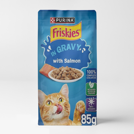 Purina Friskies wet cat food with salmon in gravy 85gr