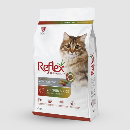 reflex gourmet dry food with chicken & rice for adult cats 2kg