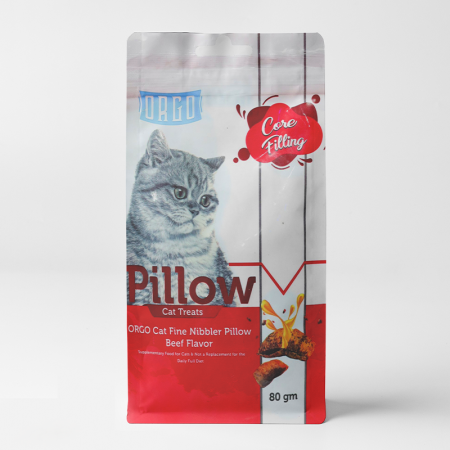 orgo pillow cat treats beef flavor 80gr