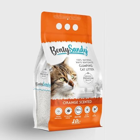 benty sandy white bentonite clumping cat litter orang scent 10L