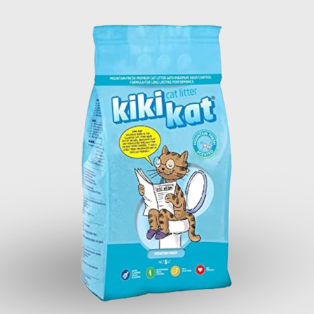 Kiki Kat white bentonite clumping cat litter mountain fresh scent 5L