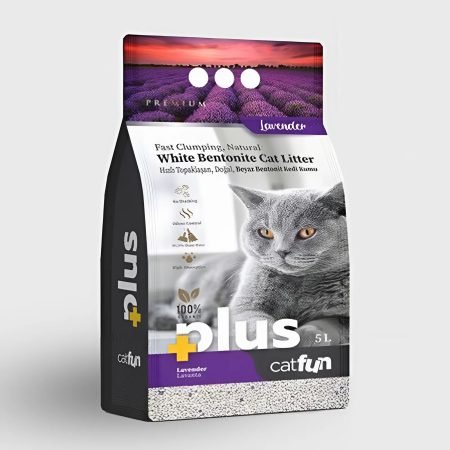 cat fun plus organic white bentonite clumping litter lavender scent 5L