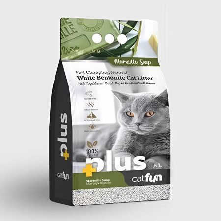 cat fun plus organic white bentonite clumping litter Marseille soap scent 5L