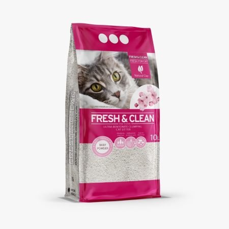 fresh & clean bentonite ultra clumping cat litter baby powder scent 10L