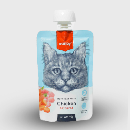 Wanpy Tasty Meat Paste Chicken & Carrot Cat Treats 90g